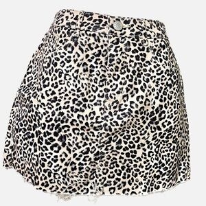 Express Straight Mini Mid Rise Animal Print Stretch Skirt